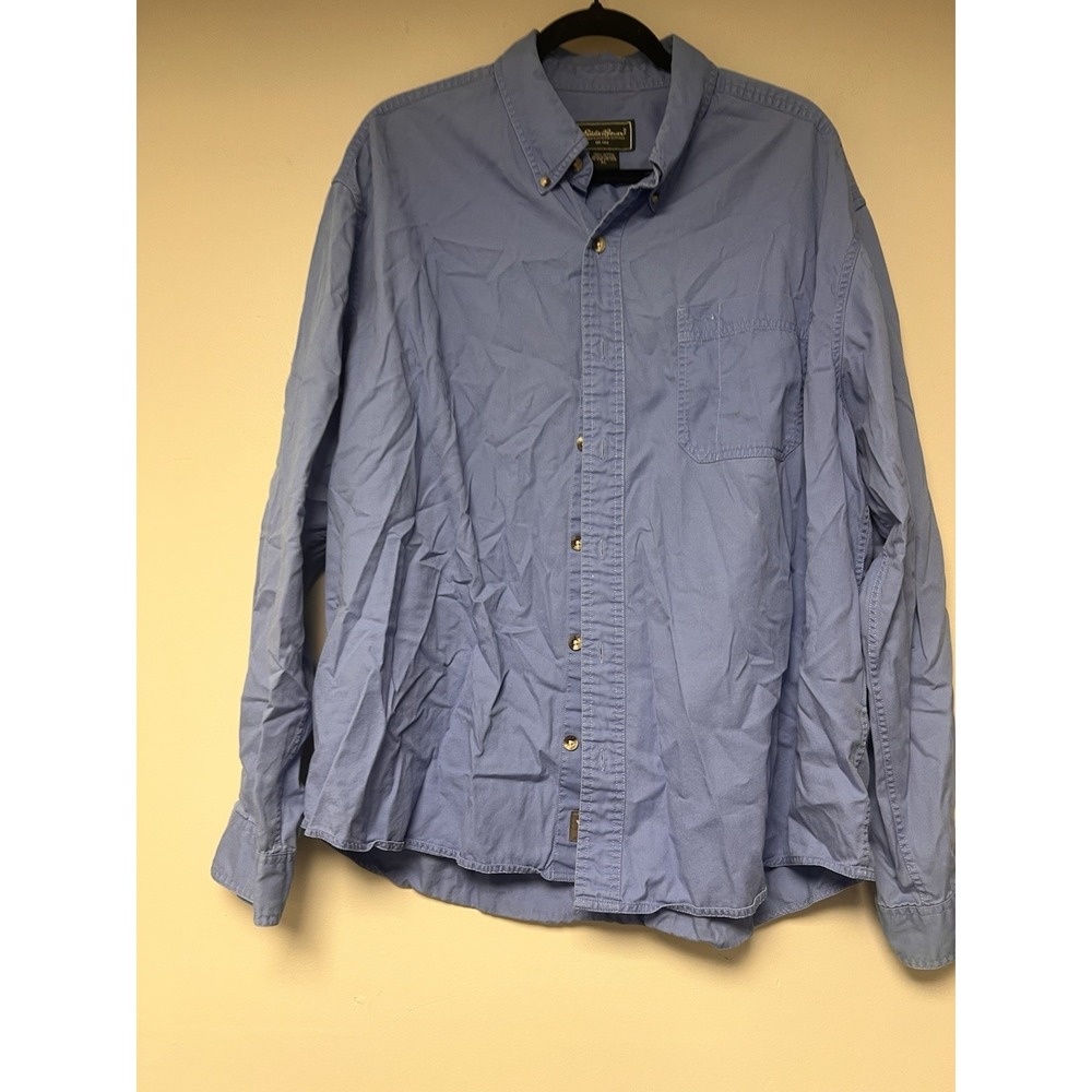 Eddie Bauer Button Up Flannel Shirt Mens‎ Size XL Blue Long Sleeve Pocket